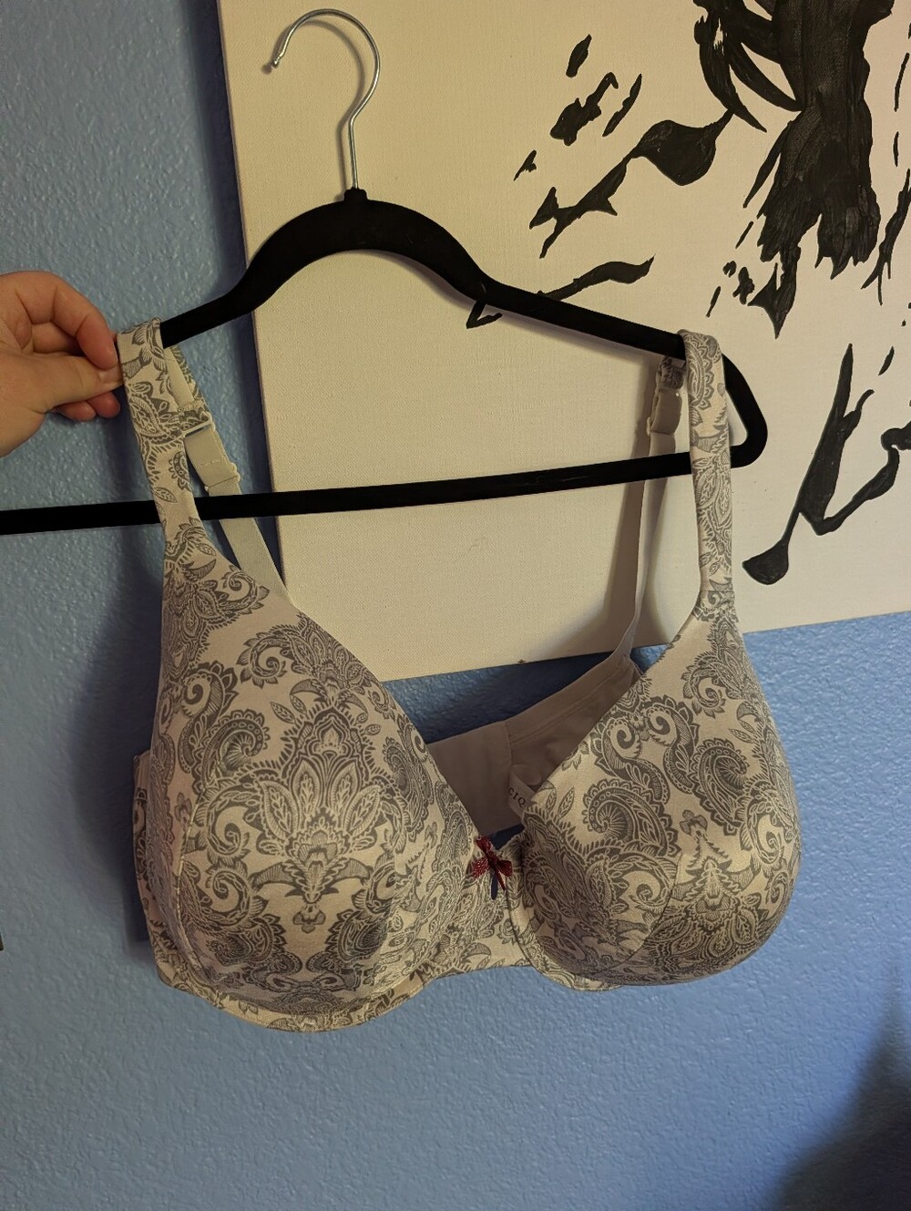 Lane Bryant Cacique Bra 40F EUC Gray White Intuition Full Coverage